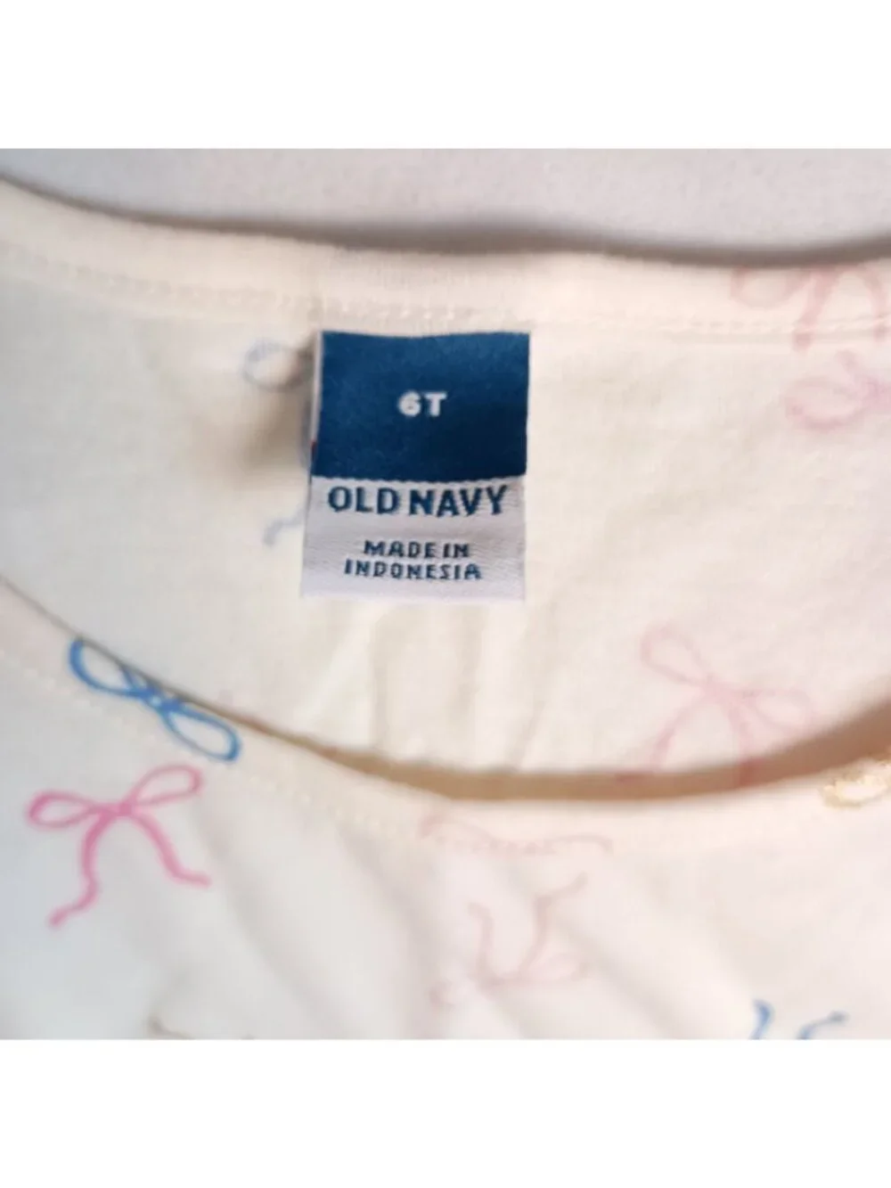 Old Navy Bow Print Long Sleeve Dress Toddler Girls 6T NWT Cotton Blend